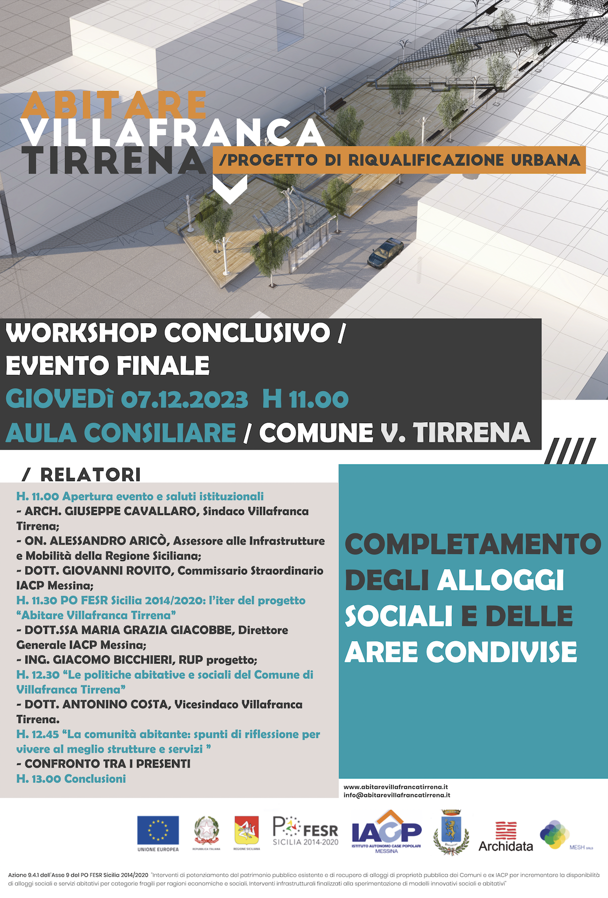 Villafranca Tirrena: la presentazione del completamento del progetto di riqualificazione urbana da parte dell’IACP di Messina
